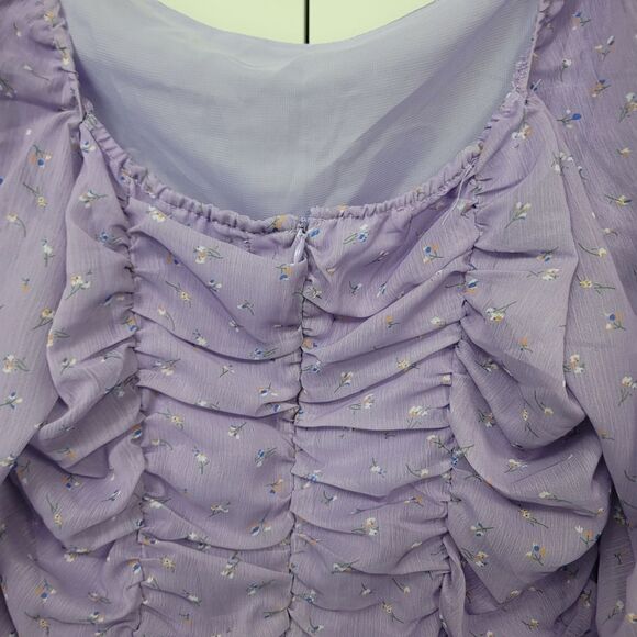 Boohoo long sleeve ruched front chiffon mini dress, size 18 - Picture 9 of 13